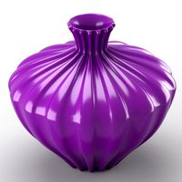 Shiny decorative vase in purple tones
