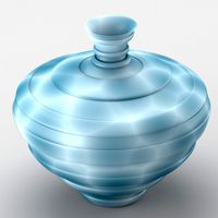 Decorative spotted vase in cold tones