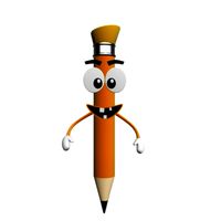 cartoon pencil character