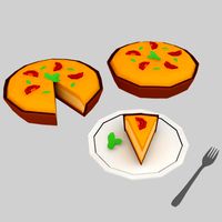 low poly food pie game ready