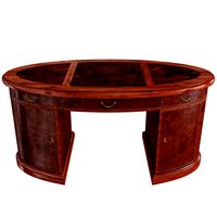 Oval Mahogany Leather Top  Desk