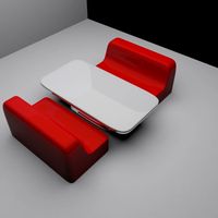 Sixties Diner Seat and Table 3D Model