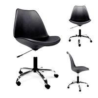 Hodedah Black Armless Swivel Office Desk Chair with Cushion Seat