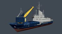 Servicing ship with crane lowpoly