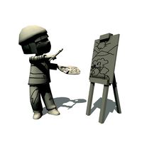painter cartoon lowpoly