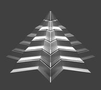 Iron Pyramidal Structure 8 Corners Lit Interstices with Angles
