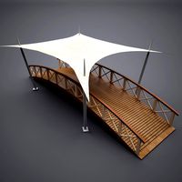 Wooden bridge with fabric tent