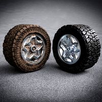 Dirty and clean hi poly offroad tyre with rim