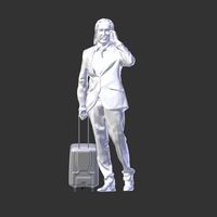 Man with Suitcase Holding Phone