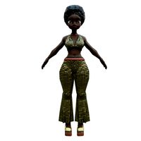 Modelo morena afro disco low poly personaje femenino