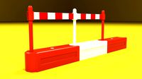 White and red plastic road barriers