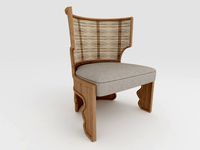 Wood Rattan Armchair