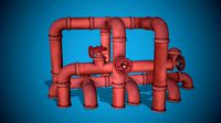 Modular Pipes (Red) Game Ready Low Poly