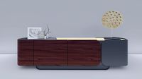 Enne Furniture Bojy Low Console Wooden and Stone