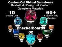 Checkerboards 02 - Custom Cut Gemstones + Custom V-Ray Materials