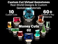Money Cuts 02 - Custom Cut Gemstones + Custom V-Ray Materials