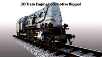 3D Train Engine Locomotive Rigged for Animation