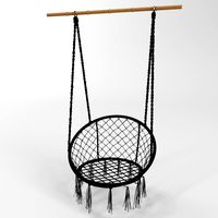 Hanging chair in black macrame
