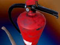 Fire extinguisher and axe