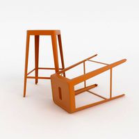 Orange metal bar stool