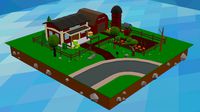 Low Poly Farm with garden  barn