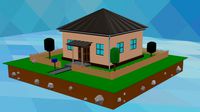 Cartoon house with simple interior