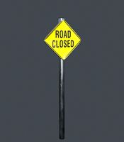 Road Closed Sign Object Game Mesh