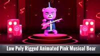 Low Poly Rigged Animated Pink Musical Bear