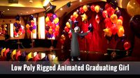 Low Poly Rigged Animated Graduating Girl