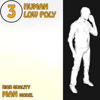 3D High Quality Human 3 Low Poly