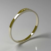 Golden ring with three diamonds