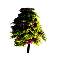 animated green tree with pink flowers