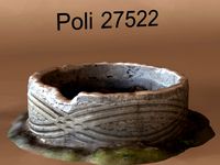 Old concrete pot with soil