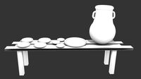Vase with table and plates non textured