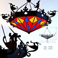 Wrought iron chandelier with dragons