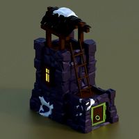 stone tower castle fortress for games