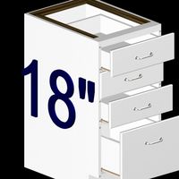 724-18- 18 inch 4 drawer kitchen base cabinet in plain white