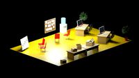 Isometric low-poly retail office