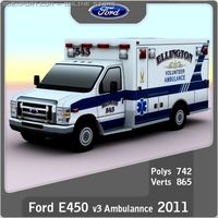 Ford E450 Ambulance v3 3D Model