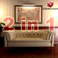 sofa and old map