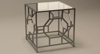End Table Square Metal/Glass 010