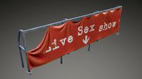 Cyberpunk style sign - vinyl banner on frame