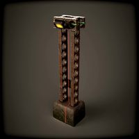 Cyber punk light on pillar Low-poly 3D model
