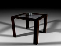 Glass Top Mahogany Table w/ Candle
