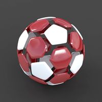 Soccerball split A red white