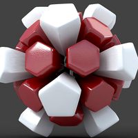 Soccerball explode red white