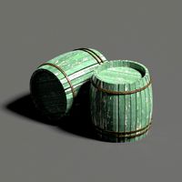 Wood Barrel Set 3D Model 4K Textures Low-poly