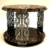 Ornate Round Table with Wrought Iron