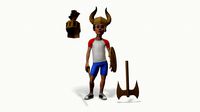 Stylized boy with cardboard weapons