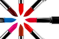 Lipstick is with a red color